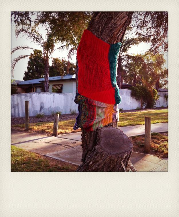 yarn bomb tree polaroid 1